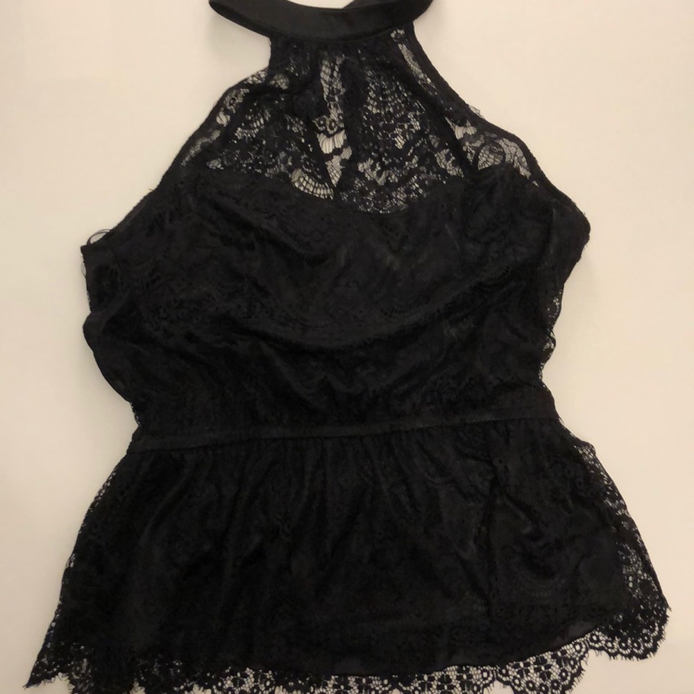 Lace Peplum Sleeveless Top